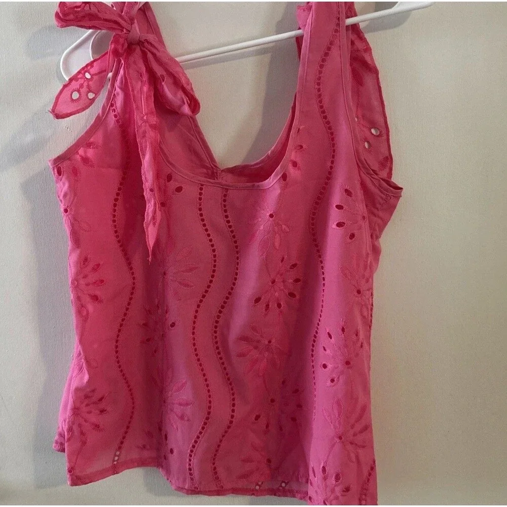 Women's Medium Ruffle Babydoll Tank Top Pink‎ Bow Coquette Romantic Y2K